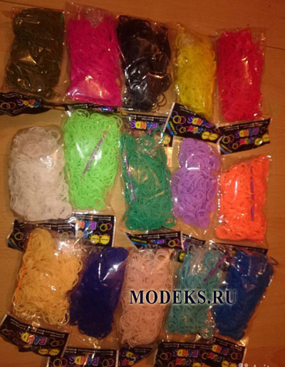пакетики с резиночками 15 цветов (простые и флуоресцентные)